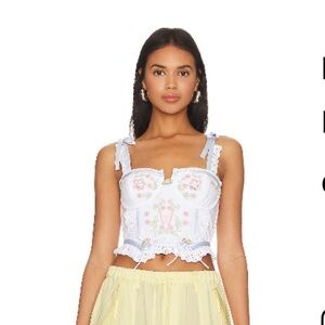 For Love And Lemons White Lace Crop Top